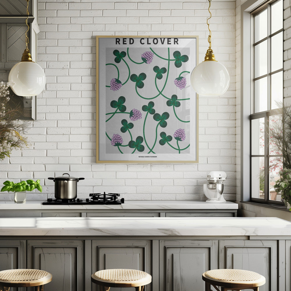 Red Clover - National flower of Denmark Poster
