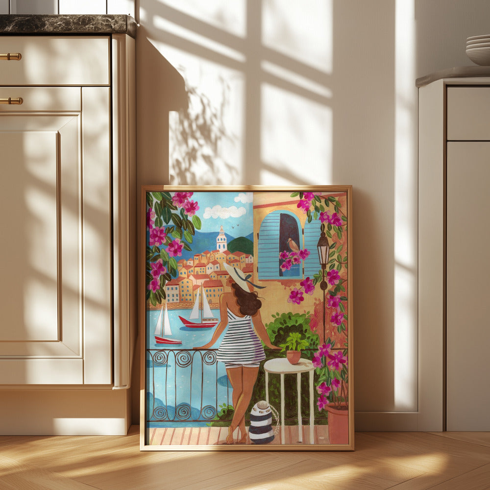 Travel poster woman in Saint-Tropez, France Poster