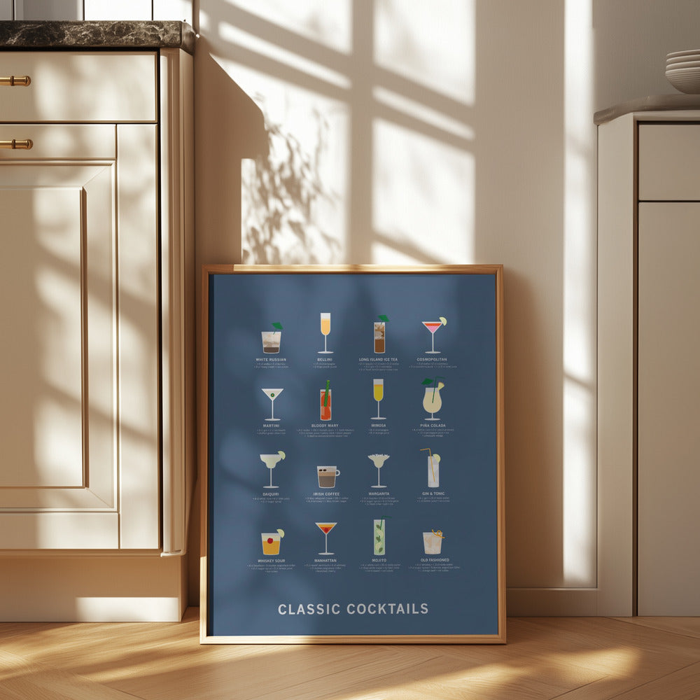 Classic Coctails poster blue Poster