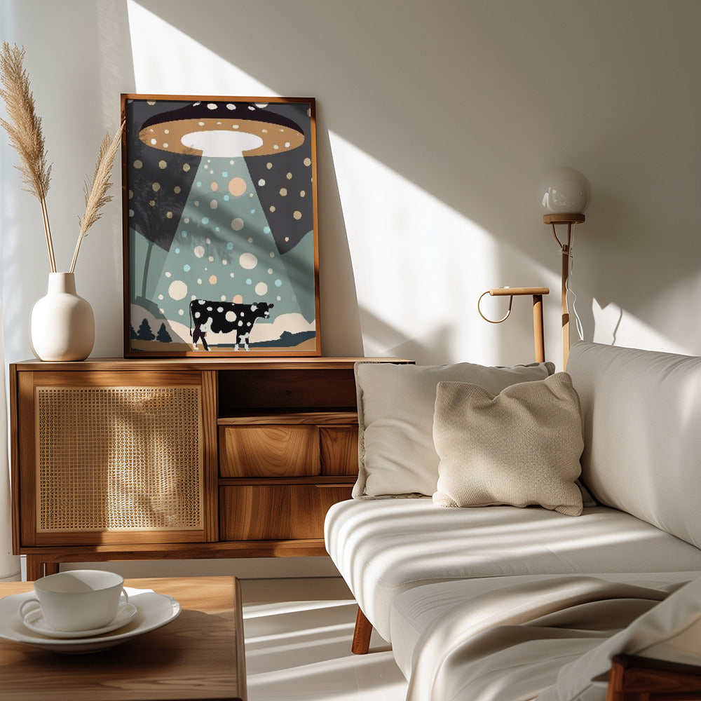 UFO & cow Poster