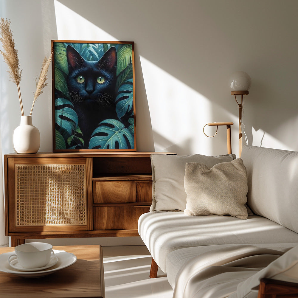 Cat In Bushes Poster