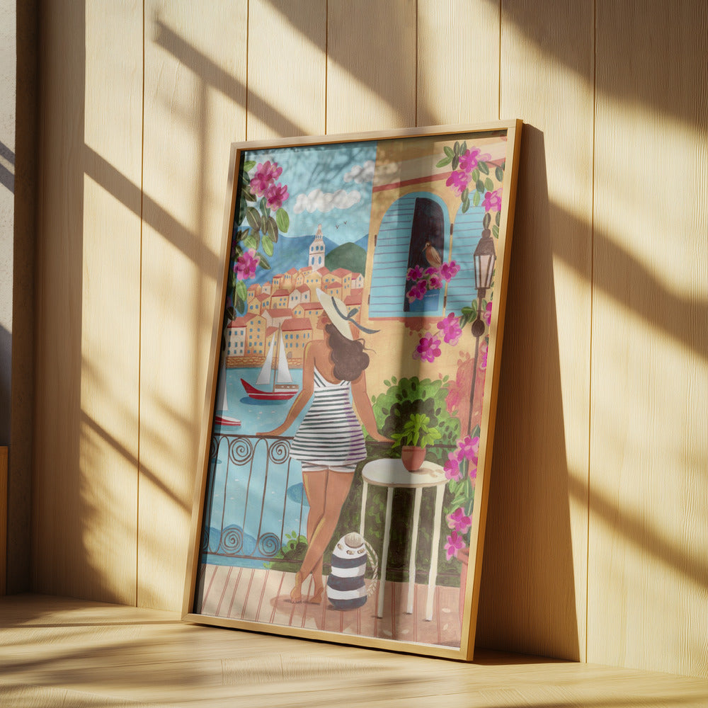 Travel poster woman in Saint-Tropez, France Poster