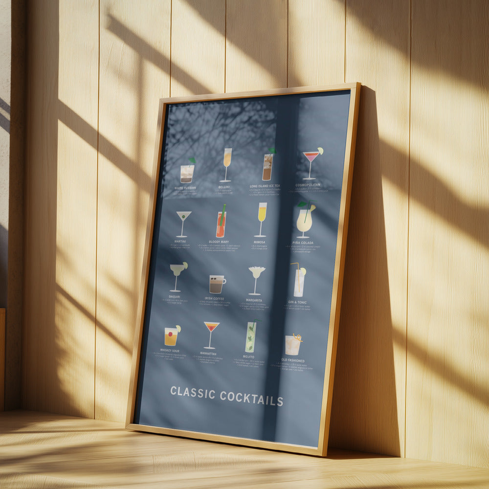 Classic Coctails poster blue Poster