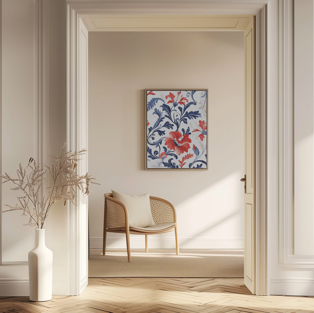 Floral In Blue and Red Poster