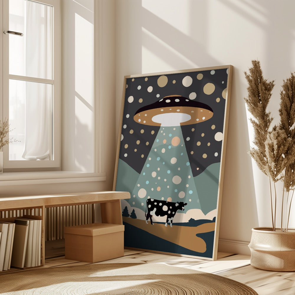 UFO & cow Poster