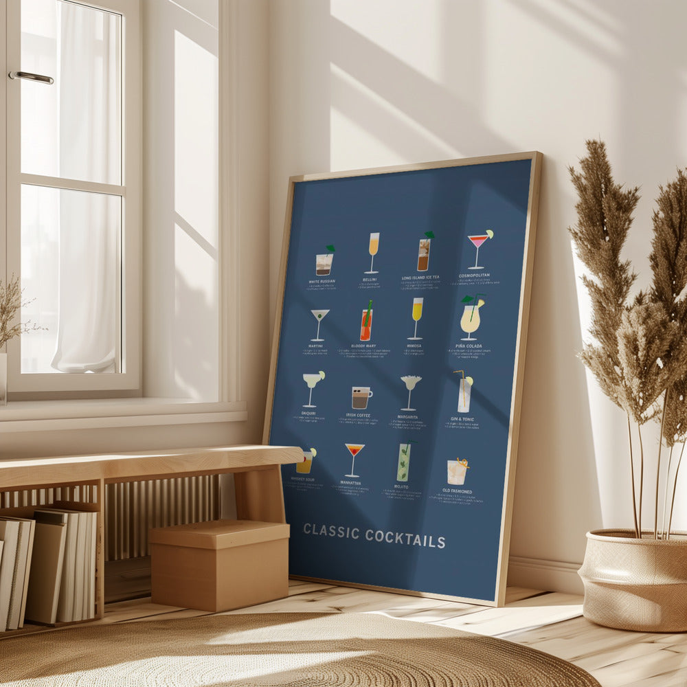 Classic Coctails poster blue Poster