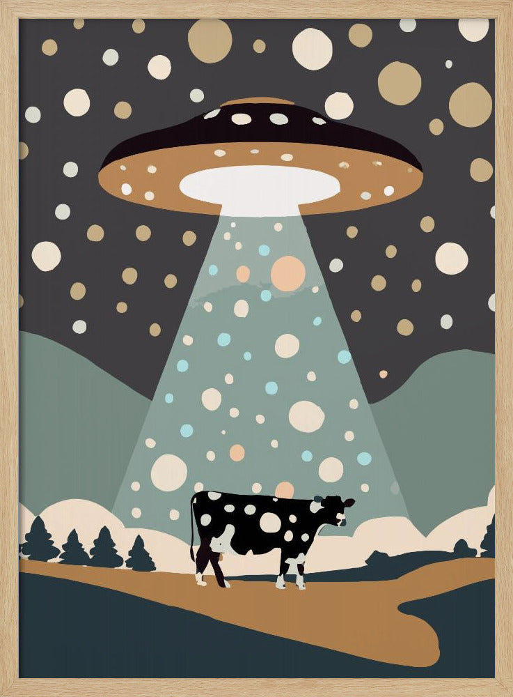 UFO & cow Poster