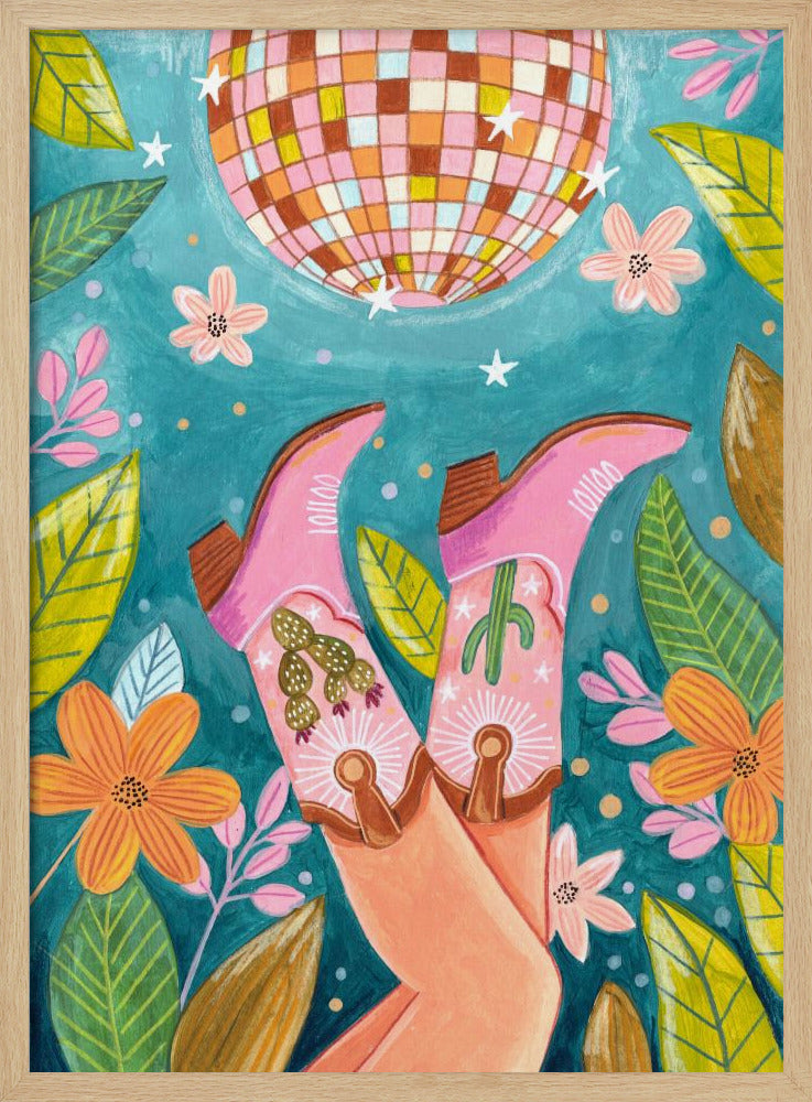 Cowboy boots and disco ball Poster