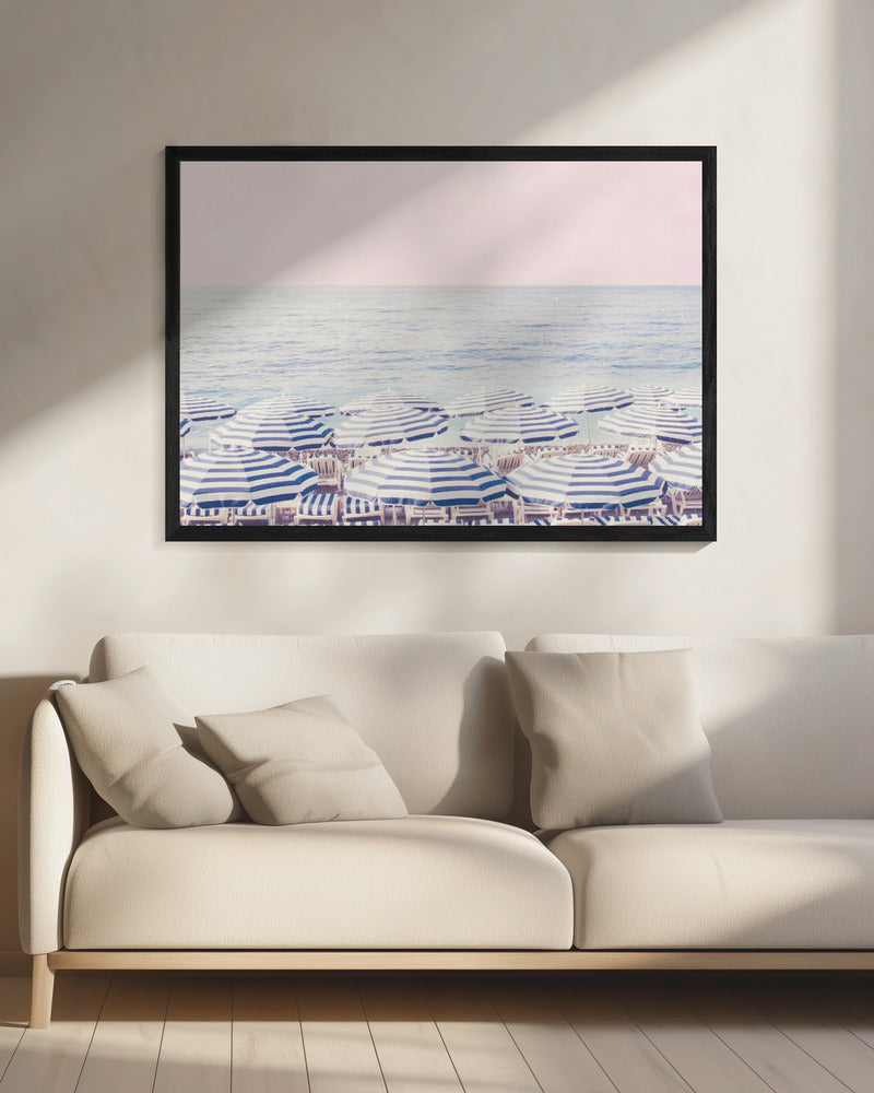 Riviera Umbrella Pink Sky Poster