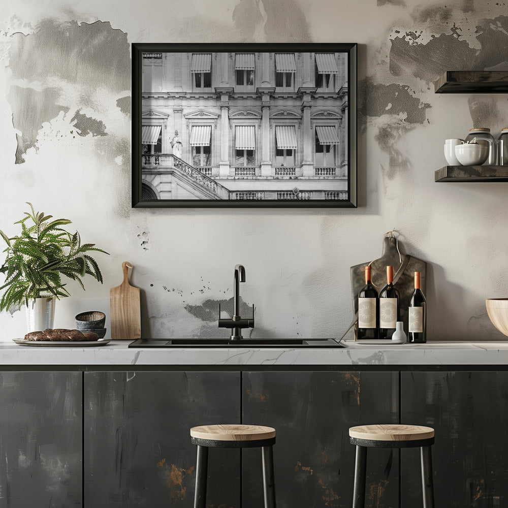 Paris Building Black And White Poster