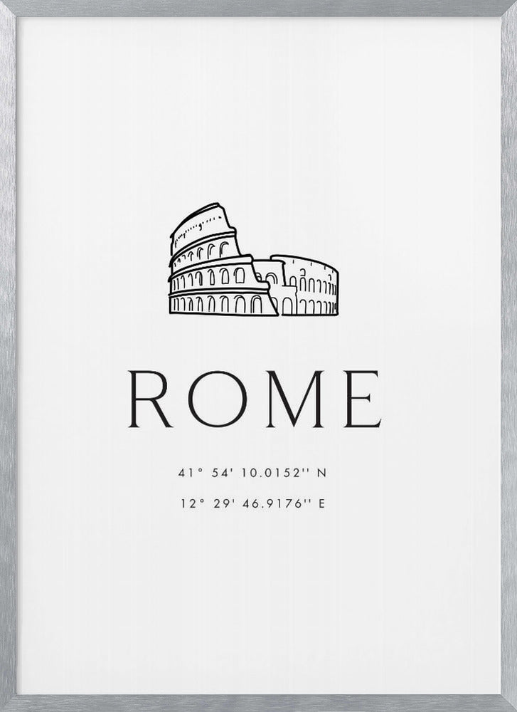 Rome coordinates with Colosseum sketch Poster