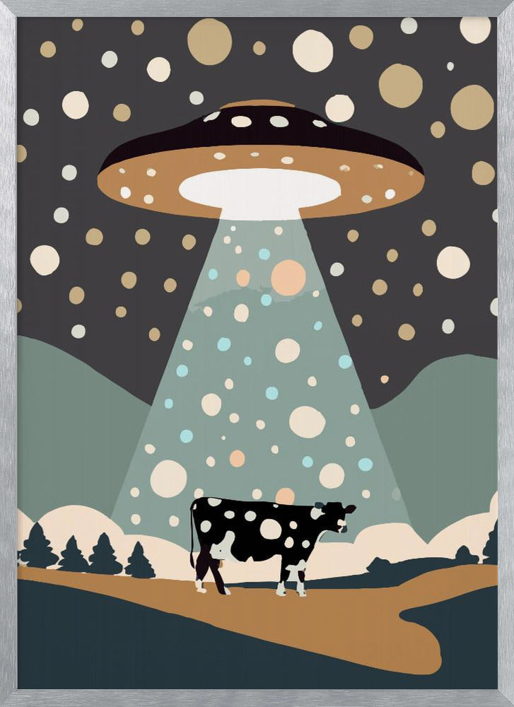UFO & cow Poster