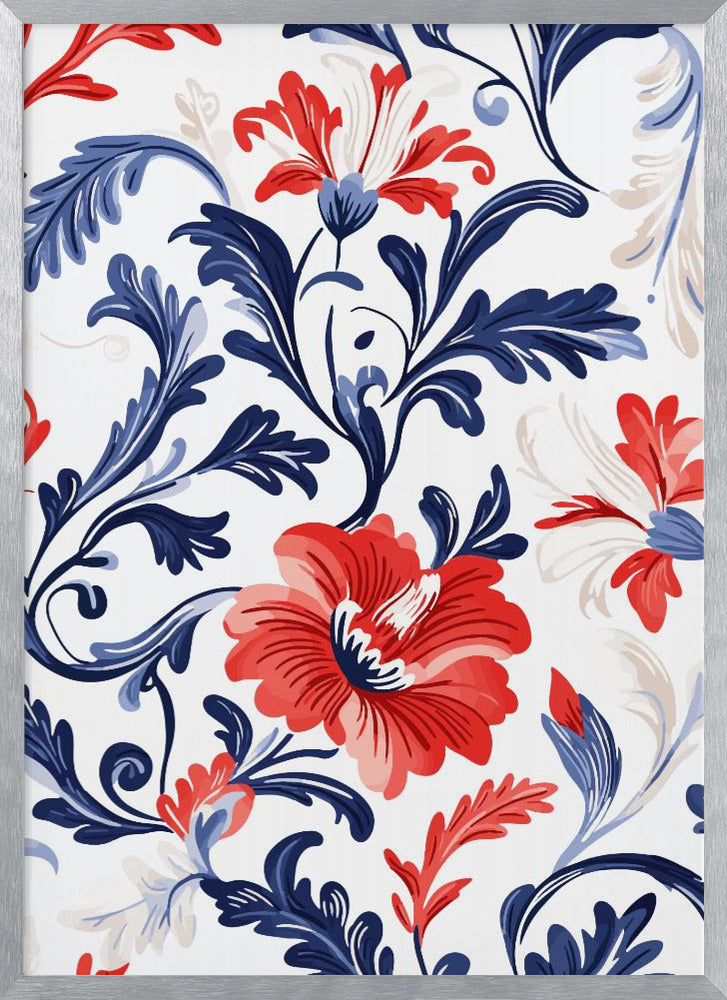 Floral In Blue and Red Poster