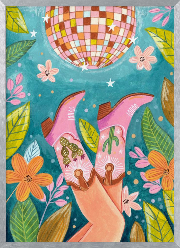 Cowboy boots and disco ball Poster