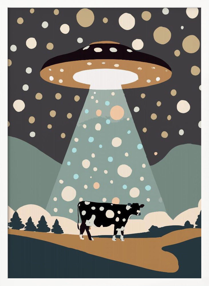 UFO & cow Poster