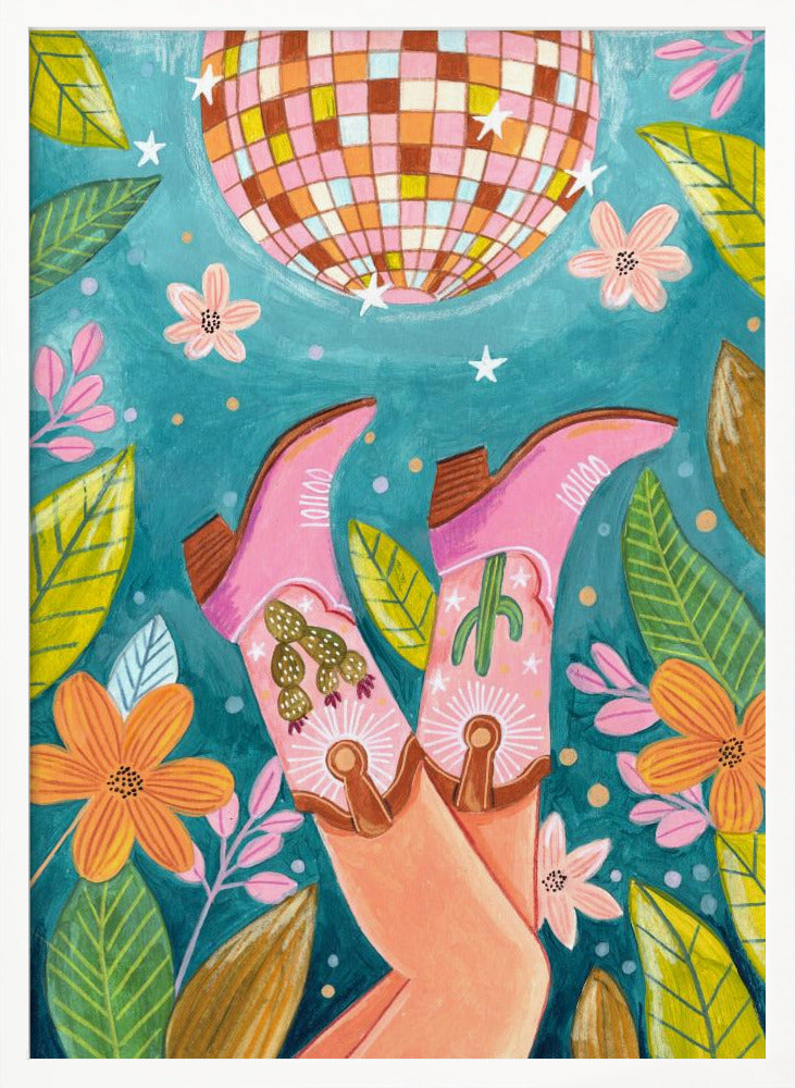 Cowboy boots and disco ball Poster