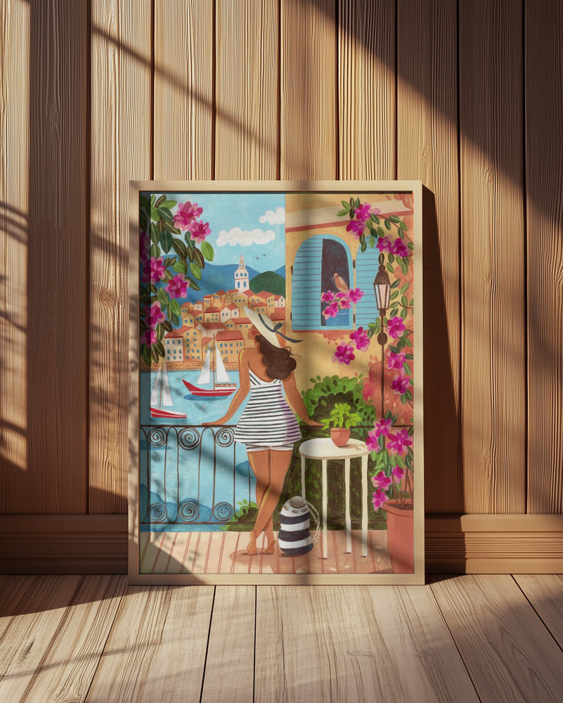 Travel poster woman in Saint-Tropez, France Poster