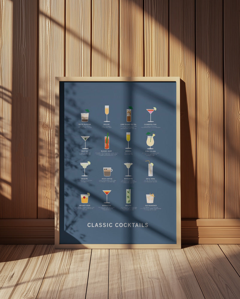 Classic Coctails poster blue Poster