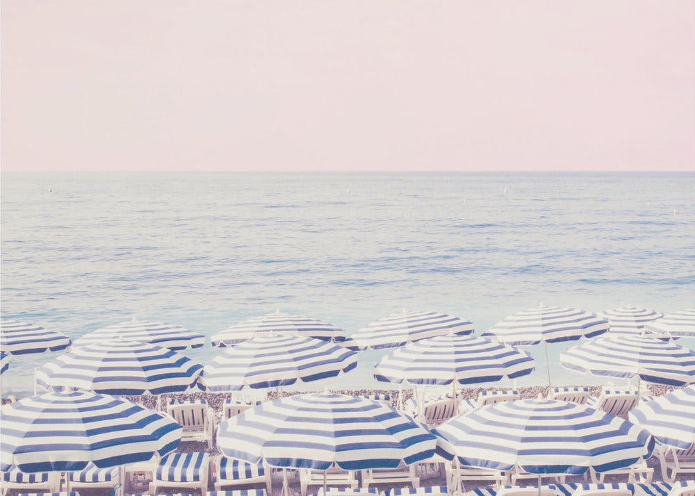 Riviera Umbrella Pink Sky Poster