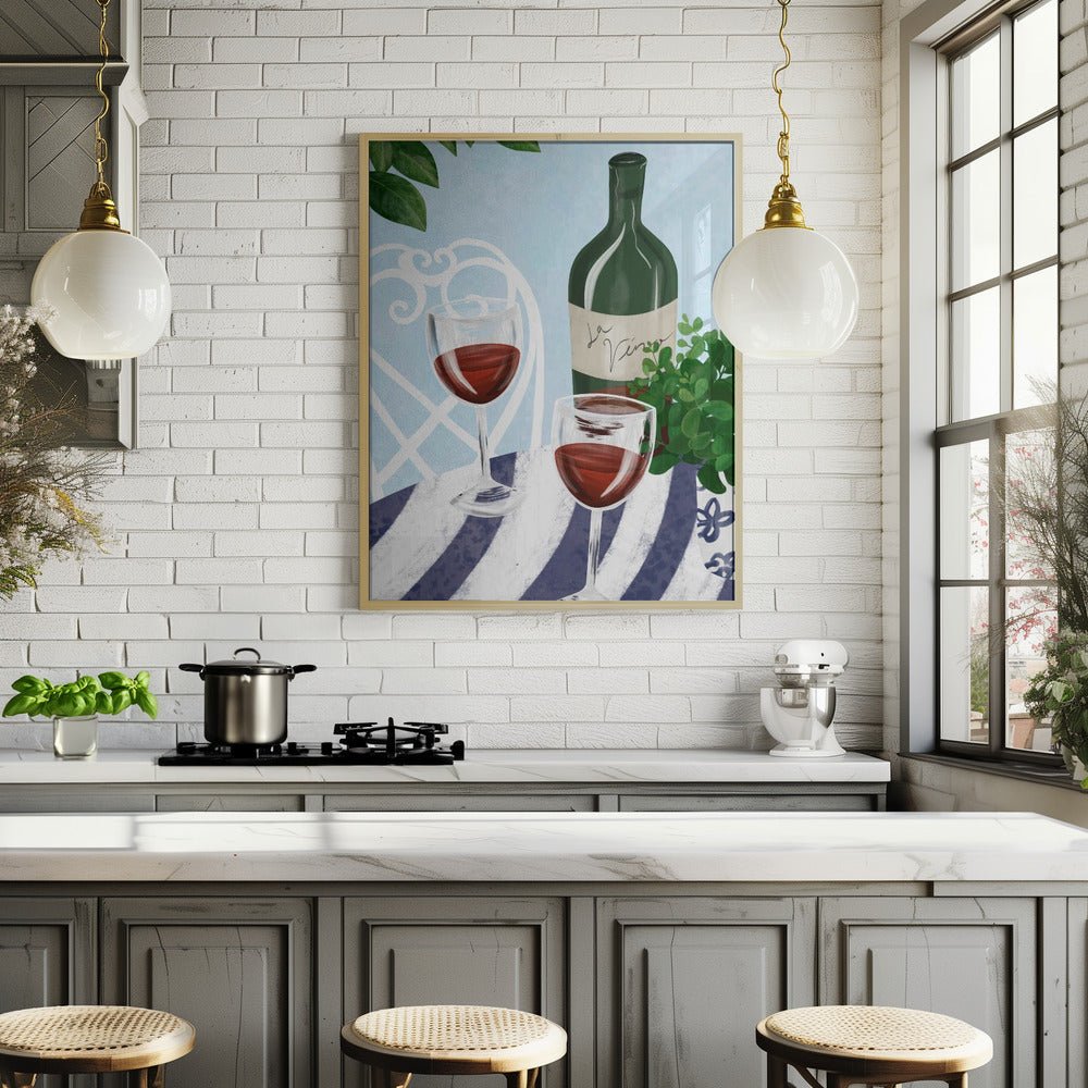 Red Wine Under The Tree Poster - Corkframes.com