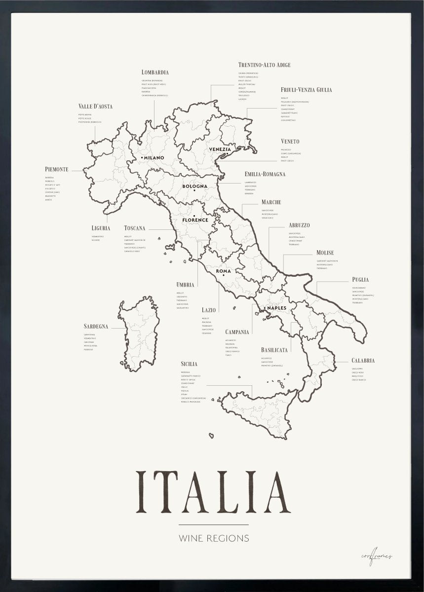 Wine Map Set Classic - España, France, Italia - Corkframes.com