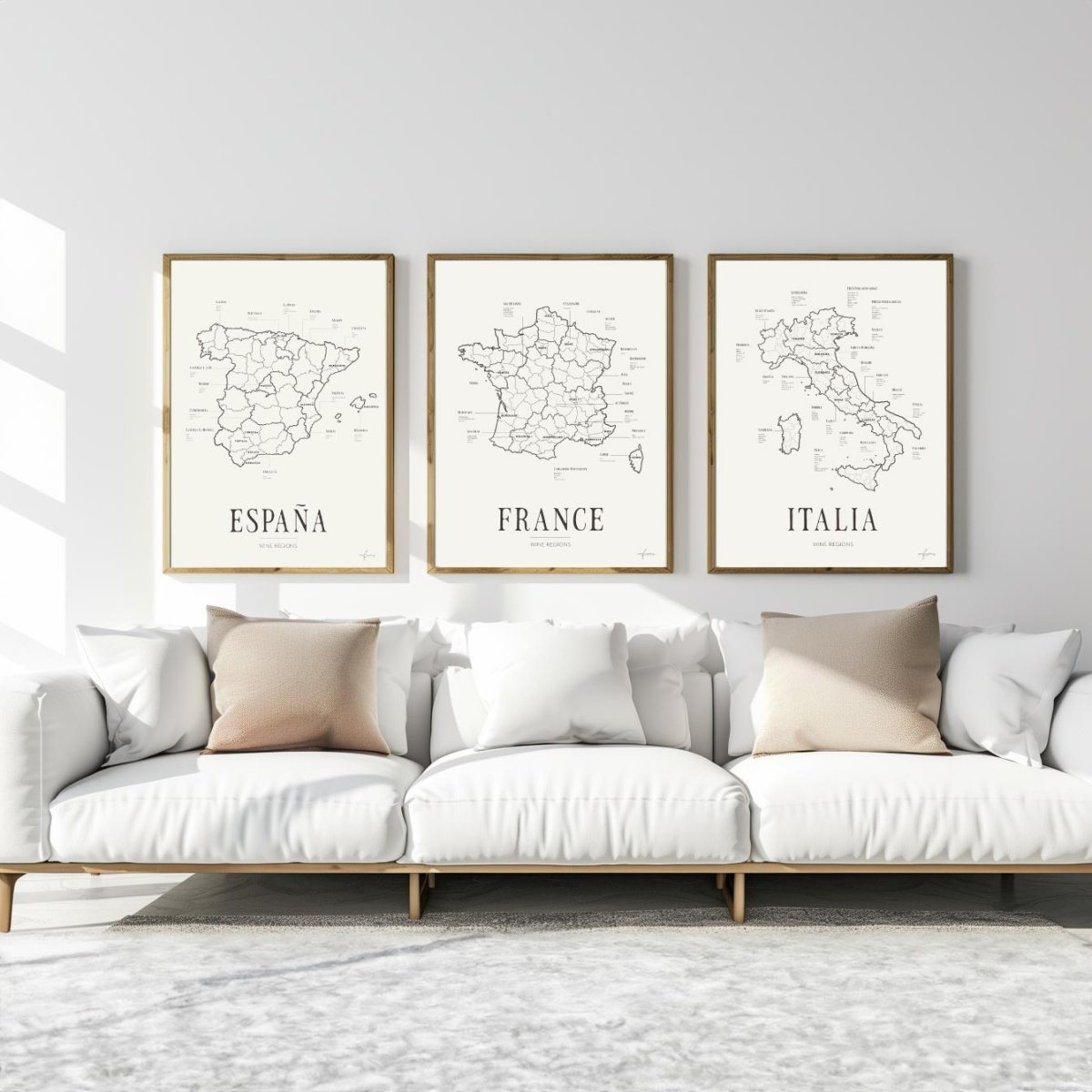Wine Map Set Classic - España, France, Italia - Corkframes.com