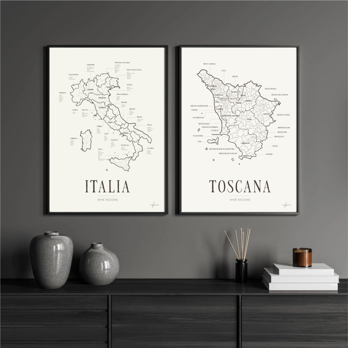 Wine Map Set - Italia, Toscana - Corkframes.com