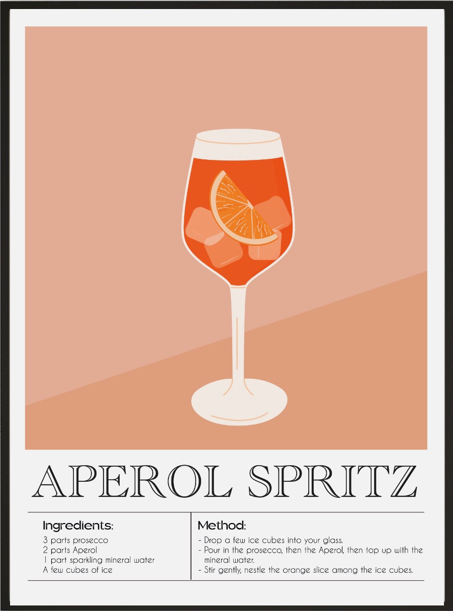 Aperol Spritz Cocktail Poster