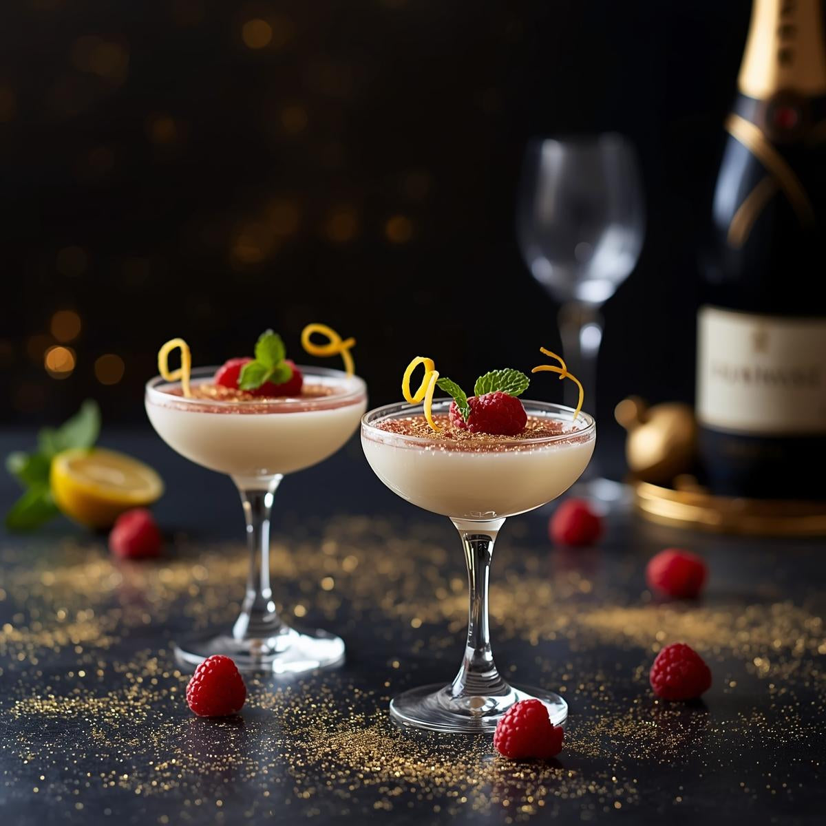 Lemon Panna Cotta with Sparkling Wine Jelly