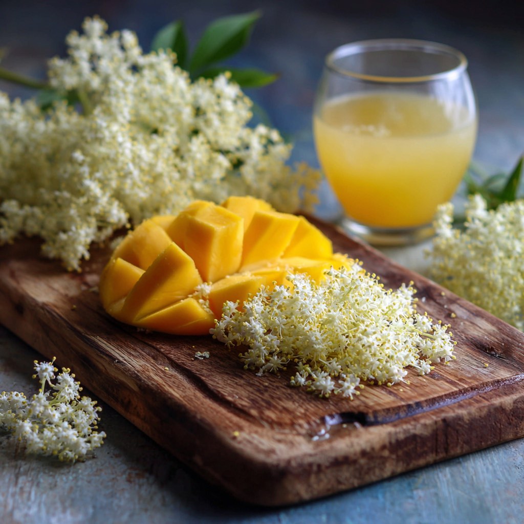 Mango and elderflower drink