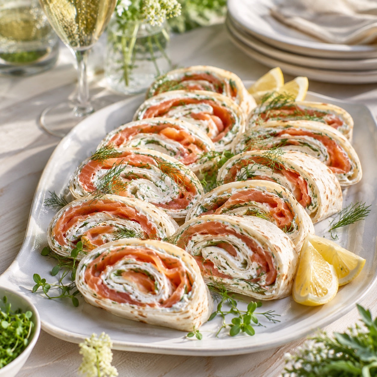 Smoked Salmon Flatbread Rolls