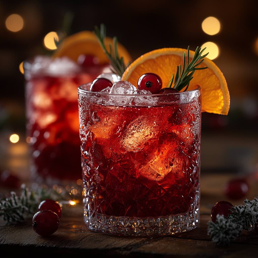 Festive Gin & Tonic with Mulled Wine and Cranberries