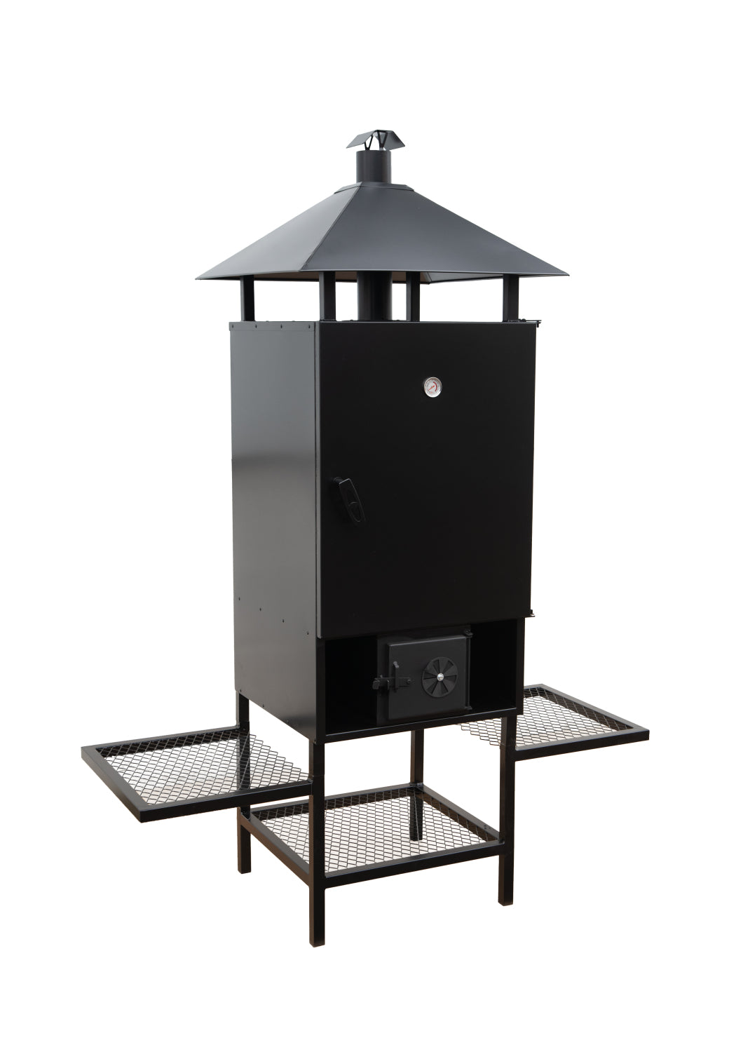 Räucherkammer - ABAS 200L mit Dach und Regalen - Schwarzstahl