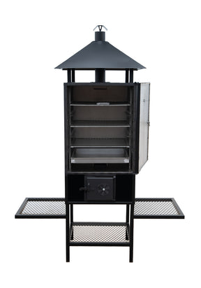 Räucherkammer - ABAS 200L mit Dach und Regalen - Schwarzstahl