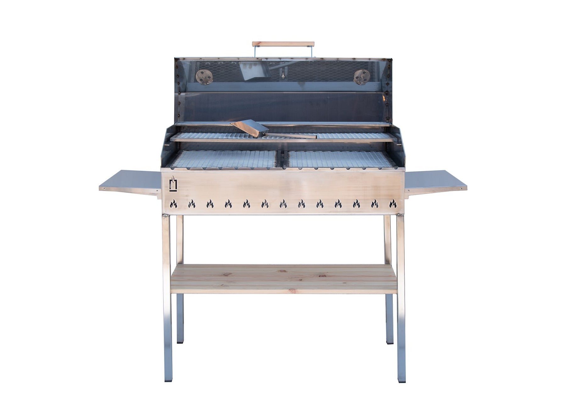 ABAS Horeca Grill in Stainless Steel with Cover and Side Shelves