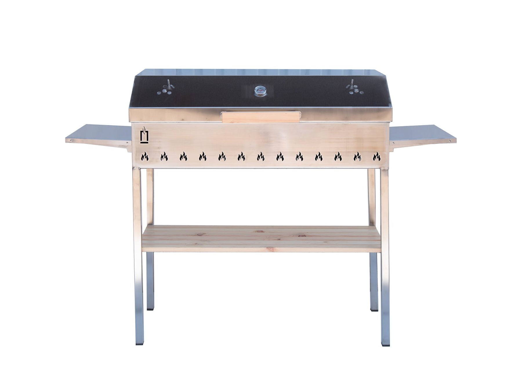 ABAS Horeca Grill in Stainless Steel with Cover and Side Shelves