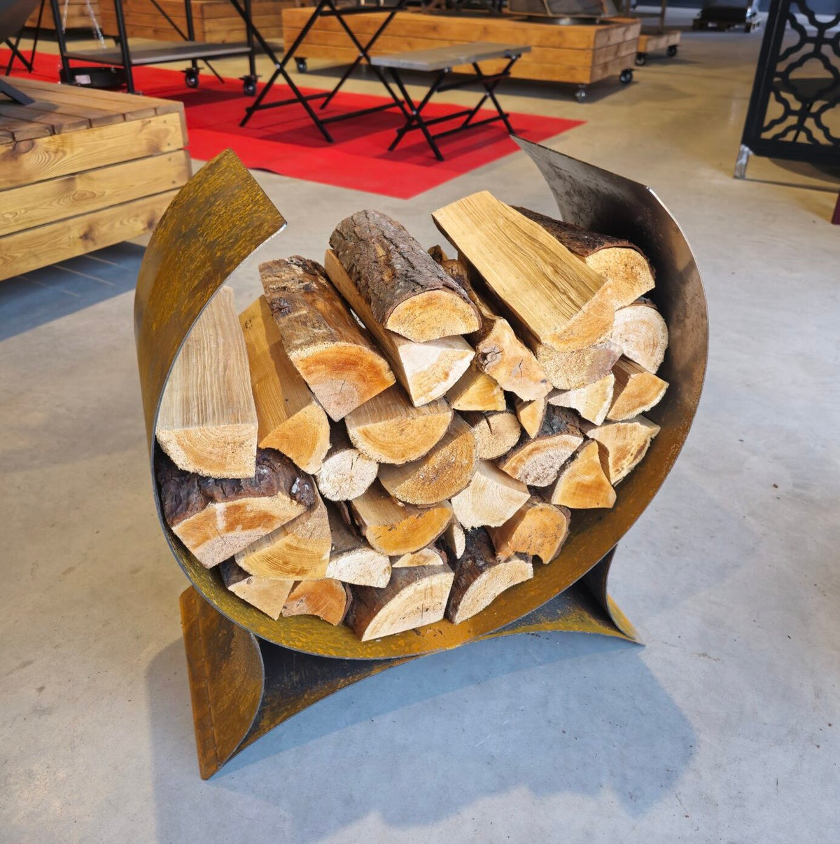 LUNA Corten Steel Firewood Holder