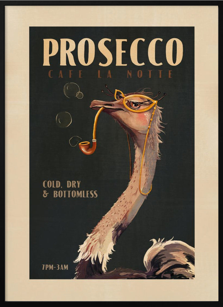 Art Deco Prosecco Wall Art Of An Ostrich Poster