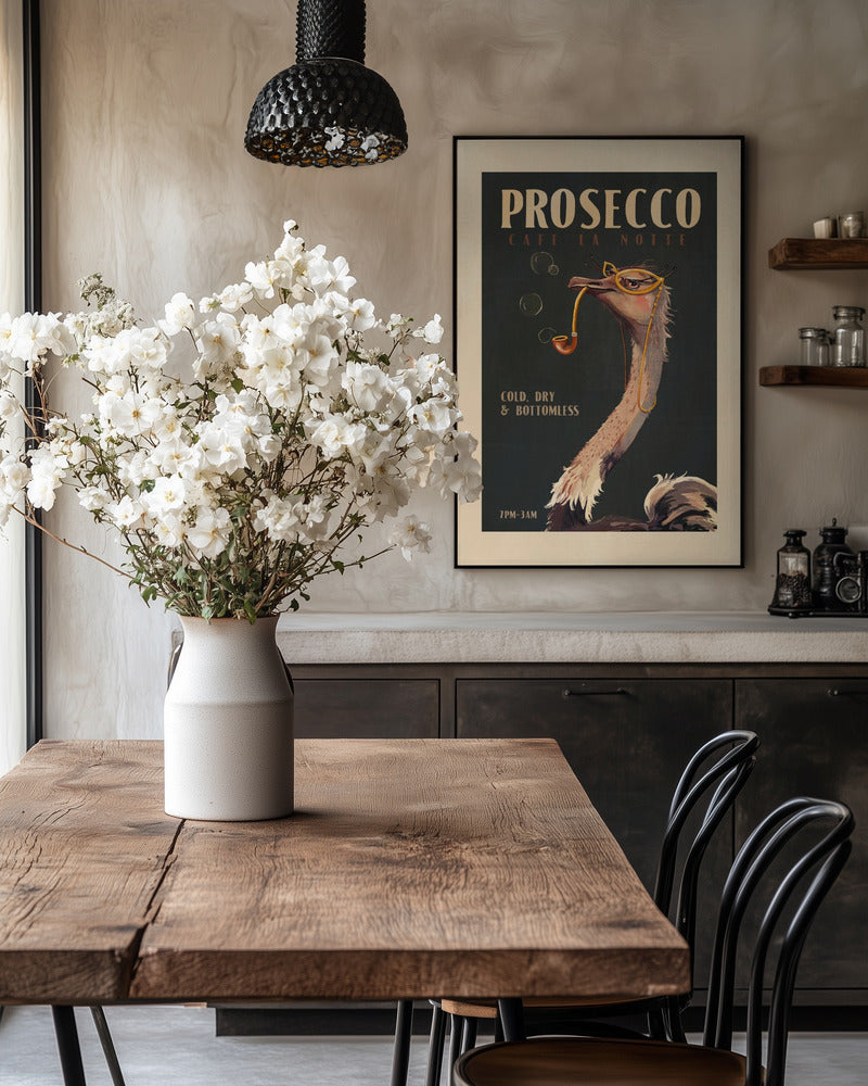 Art Deco Prosecco Wall Art Of An Ostrich Poster