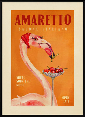 Amaretto Flamingo Art Deco Italian Cafe Travel Art Poster