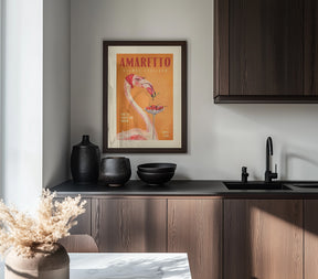 Amaretto Flamingo Art Deco Italian Cafe Travel Art Poster