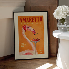 Amaretto Flamingo Art Deco Italian Cafe Travel Art Poster