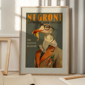 Vintage Art Deco Negroni Poster Of A Fancy Seagull Poster