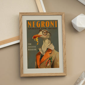 Vintage Art Deco Negroni Poster Of A Fancy Seagull Poster