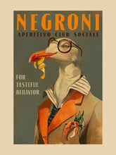 Vintage Art Deco Negroni Poster Of A Fancy Seagull Poster