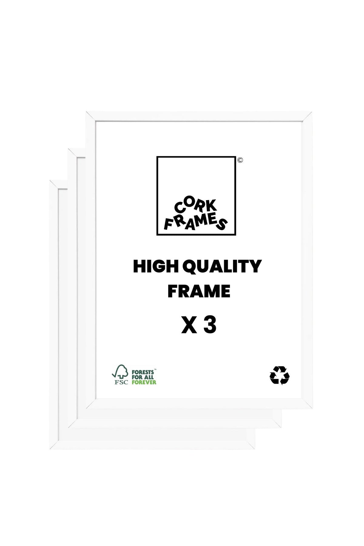 Cornice in legno bianco (Set da 3)