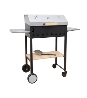 ABAS Store Grill med Hjul, Låg og Hylder i Rustfrit Stål