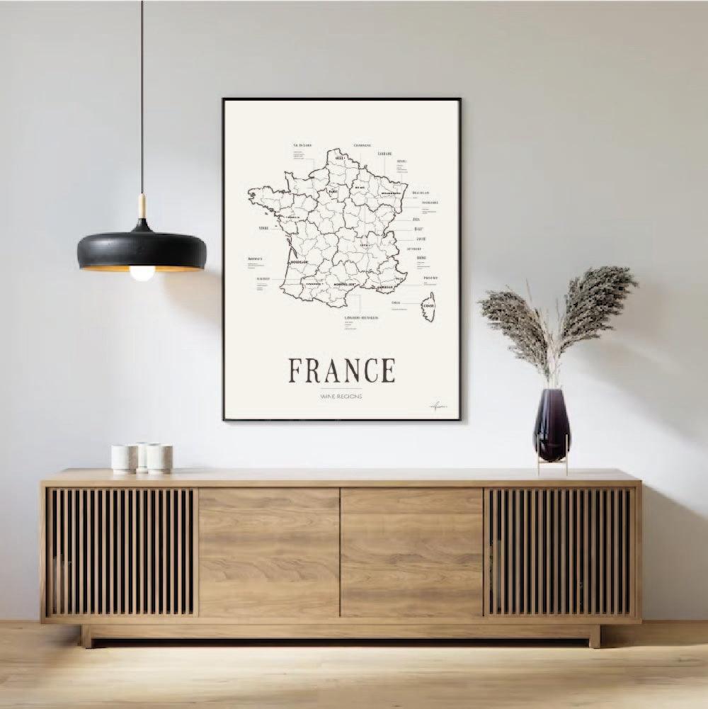France Wine Region Map - Corkframes.com