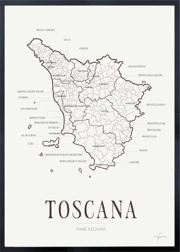 Mapa del vino de Toscana