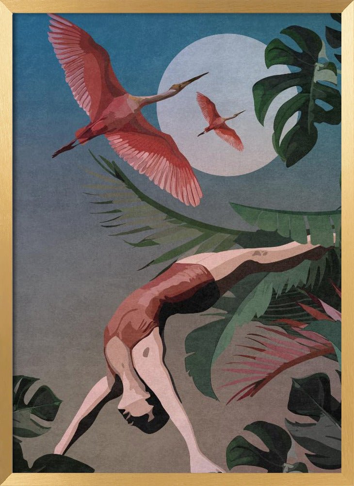 A Woman Doing A Backbend In The Jungle Poster - Corkframes.com